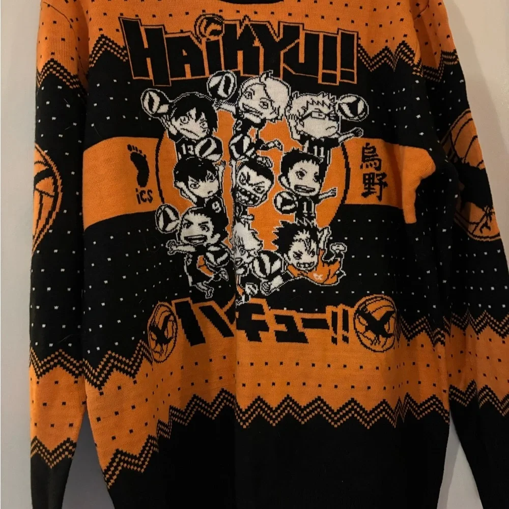 Boxed Lunch 2XL Haikyu Karasuno Crows Chibi Mens Sweater‎